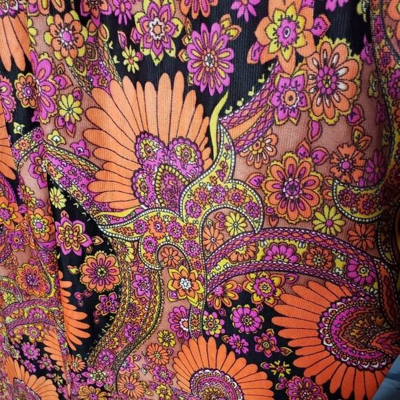 Vintage Neon Paisley Floral Maxi Dress, size Small - Picture 8 of 8